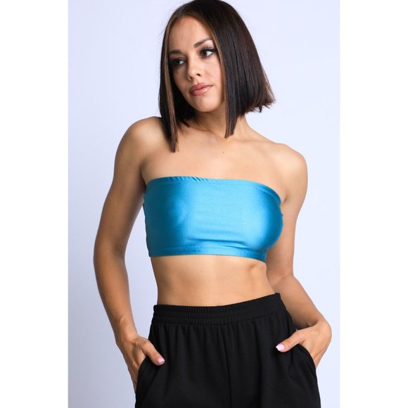 Women's Casual Sleeveless Off The Shoulder Tube Top Bandeau Nylon Spandex Comfy - Picture 11 of 11